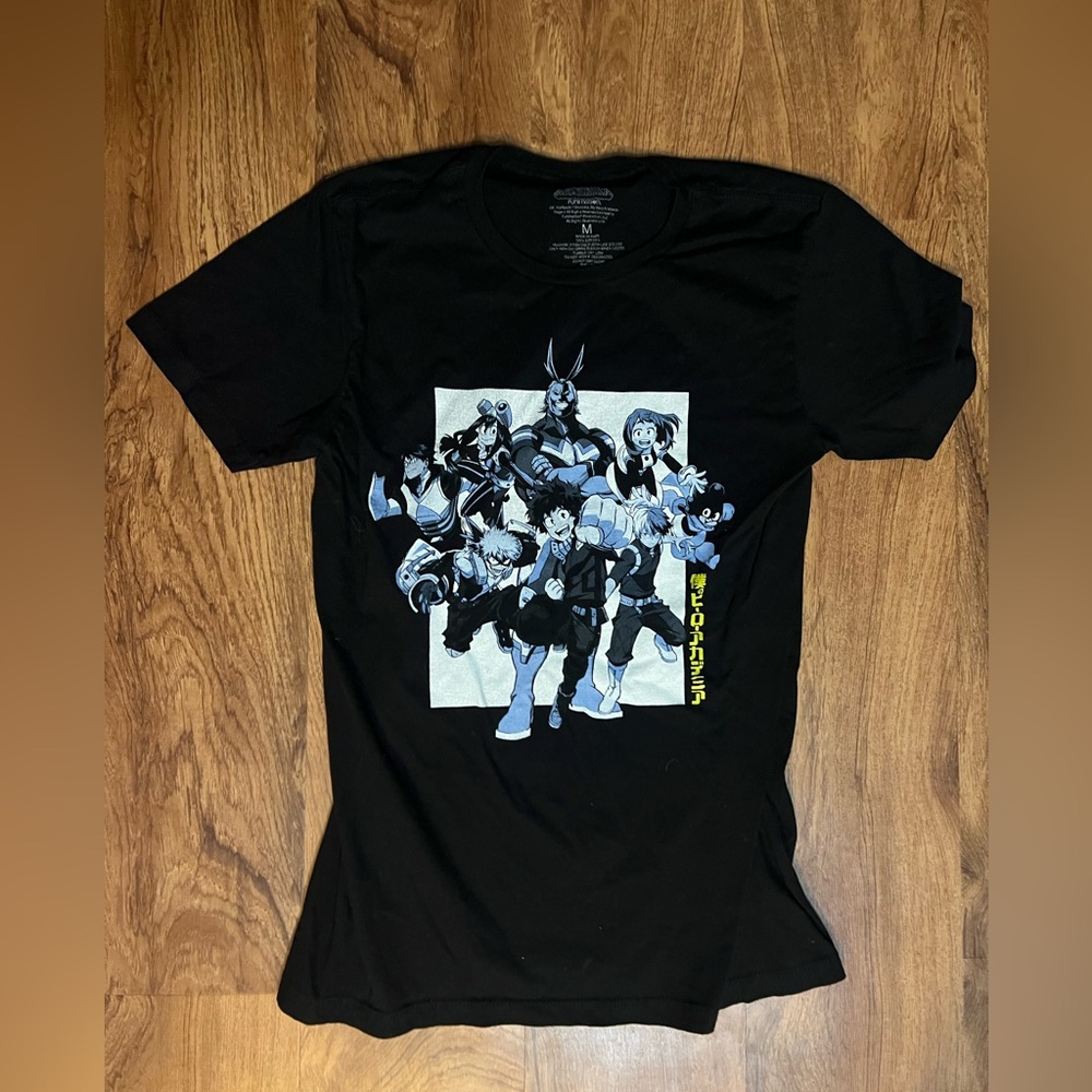 My Hero Academia black and white graphic tee. Mens size M